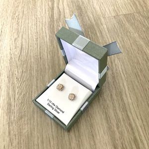 Sterling Silver Diamond Earrings NWT